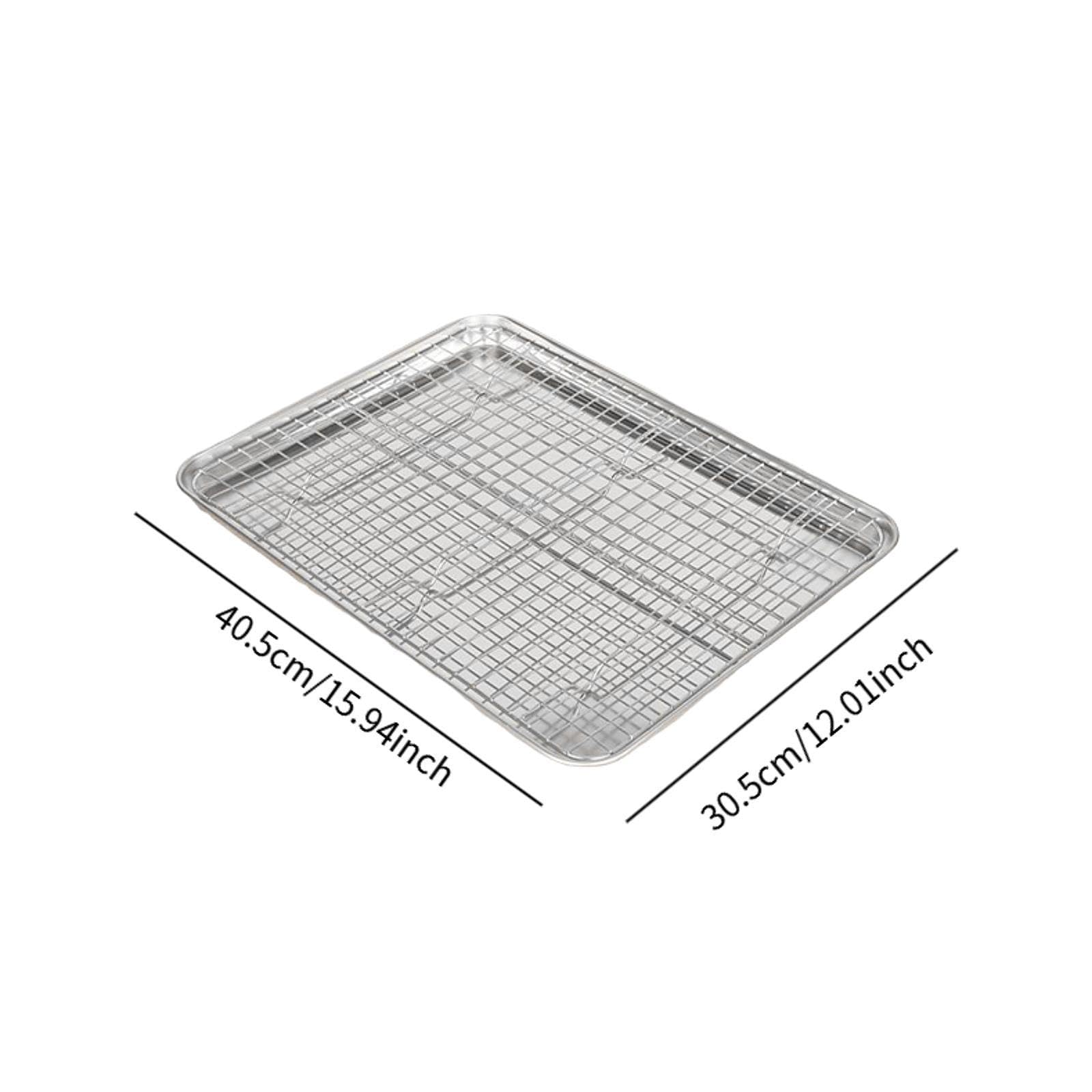 Backblech mit Rost Aus Edelstahl für Einfache Reinigung Multifunktional Als Keksblech Abtropfschale für Restaurant Haushalt Buffet, 40.5 cm X 30.5 cm X