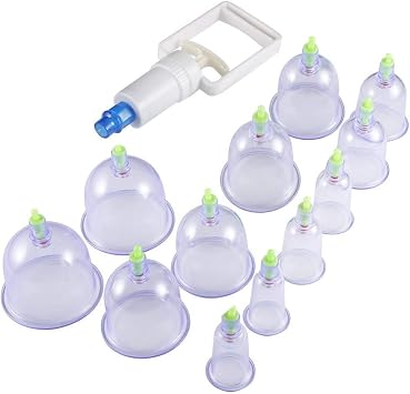 Suction Pump, Healthy Chinese Healthcare Medical Vacuum Body Cupping Therapy Cup Massage Body Relaxation Healthy Message Set Clear