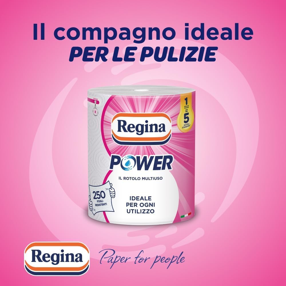 Regina Power Mehrzweckpapier, 6 Rollen à 250 Blatt, 2-lagig – Für Alle Oberflächen, FSC-zertifiziert