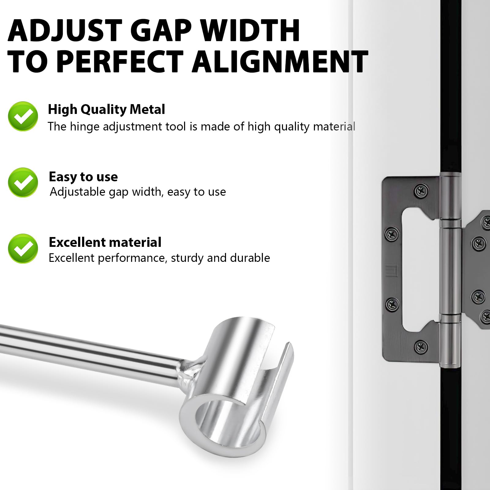 Door Hinge Adjustment Tool, Hinge Gap Adjusting Wrench, 14-19mm Door Installation Tools, Silver, Small - Image 3