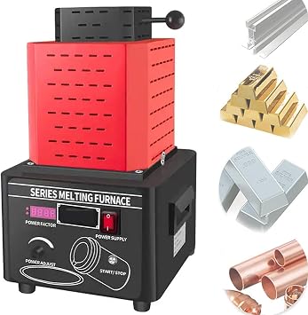 Digital Electric Melting Furnace 5000W 1600C/2912F - Professional Smelting Kit with Graphite Crucible,for Melting Gold,Silver,Copper,Aluminum & Precious Metals Red-3kg