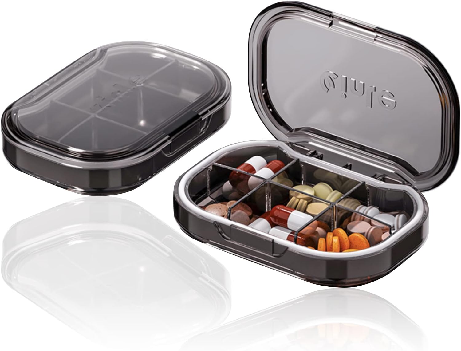 Gleath ピルケース 薬ケース サプリケース 携帯用 薬入れ 防湿 小物ケース 药盒 錠剤ケース 薬箱 おしゃれ 軽量 クリア 一週間 持ち運び ブラック 大 世界の