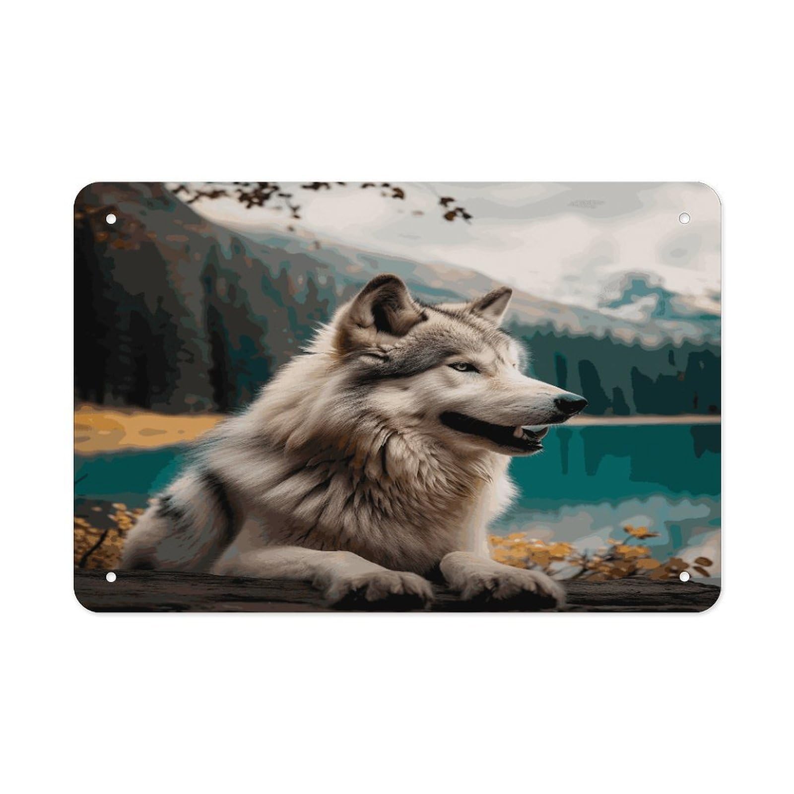 Fekiloot Style Fun Animal Wolf Metal Signs Wall Art Tin Sign