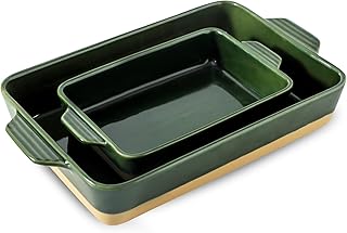 Ceramic Baking Casserole Dish with Handles, Large 9x13 inch Pan and Midd...
