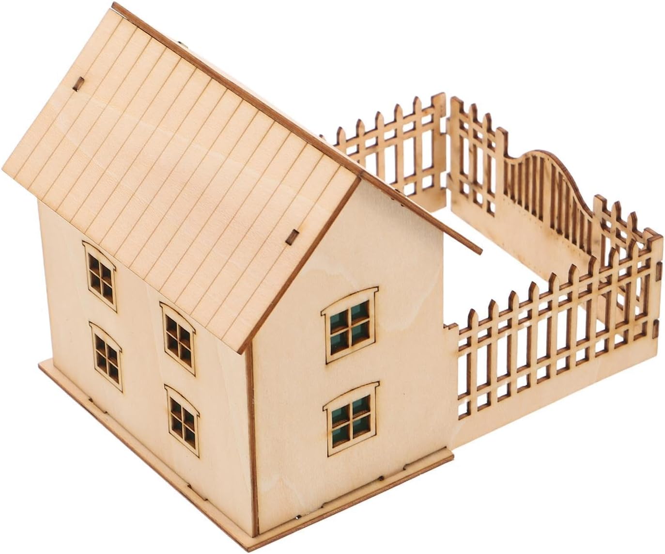 Holibanna Wooden House Model 3D Pre-Assembled Puzzles for Adult Log Cabin Cottage Country Building Kits Jigsaw Brain Teaser for DIY Desktop Decoration