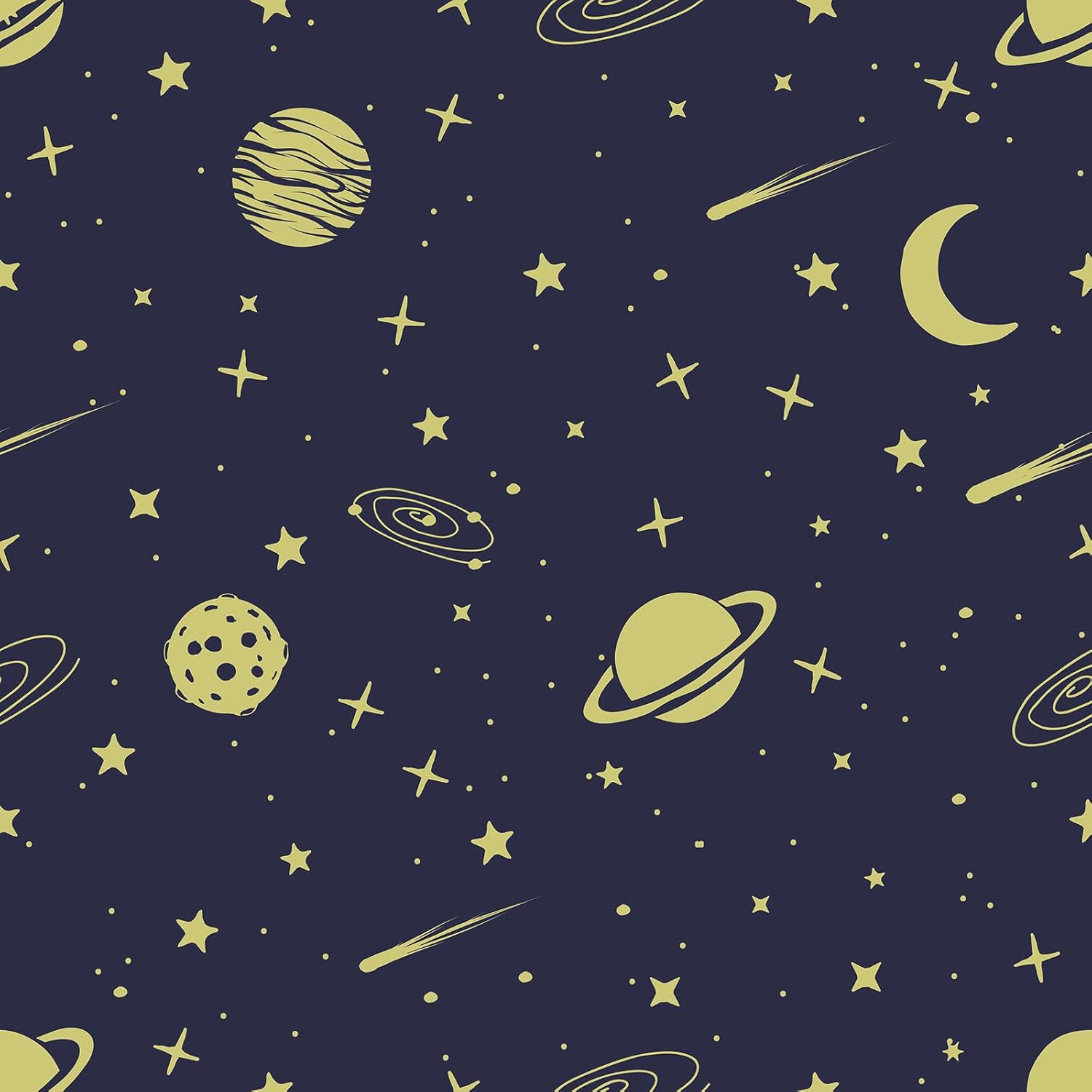 Decotalk Dark Blue Solar Planets Wallpaper for Bedroom Boys Room Dark Blue Contact Paper for Cabinets 17.5x120 Inch Peel and Stick Cosmic Planets Wall Decoration Wallpaper for Bathroom Nursery