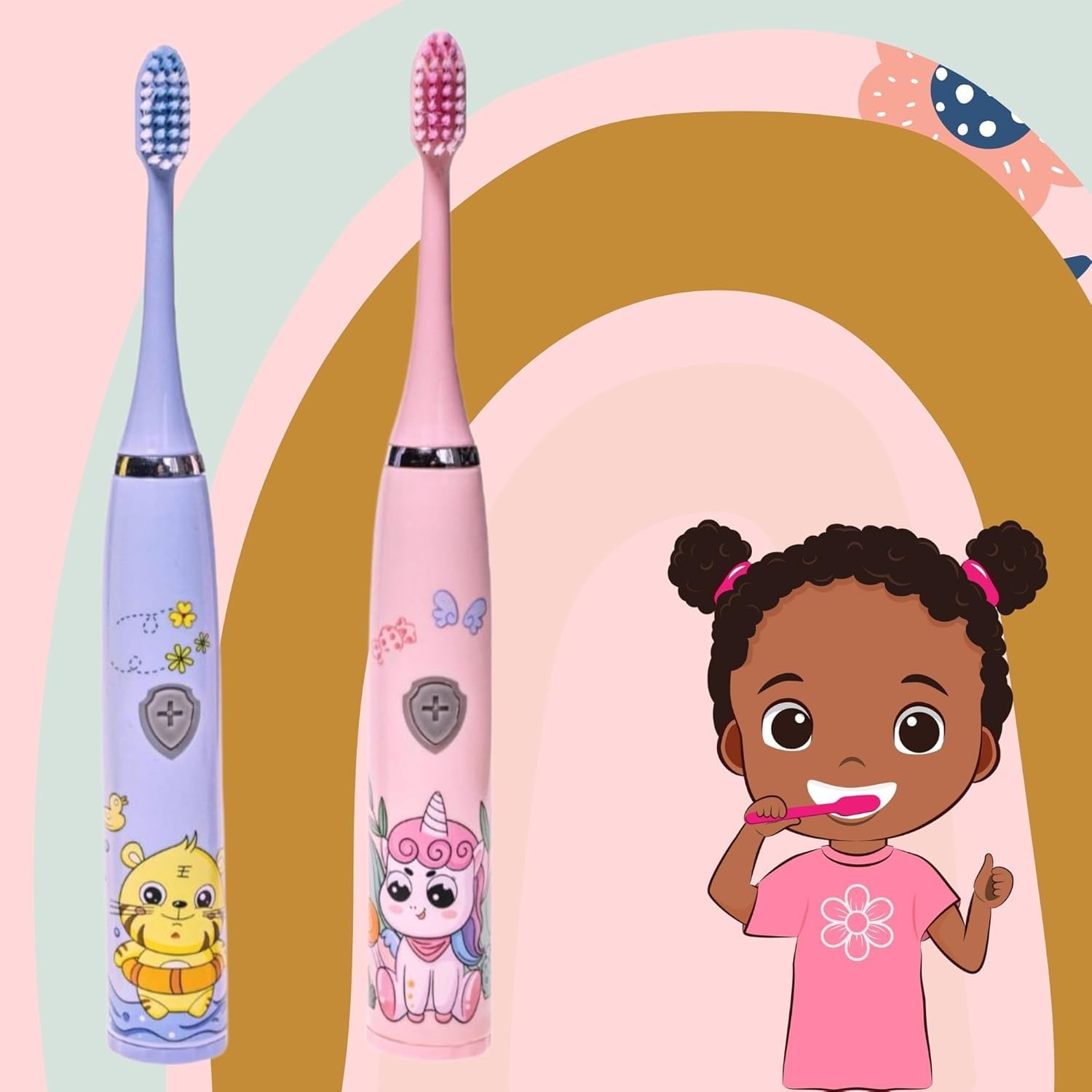 XIBO kids electric toothbrush with 2 Extra Heads Attachments Gentle Automatic Speech Therepy for Kids 2 5 Years Soft Vibrating Sonic Brush for Boys Girls Battery Brush for Kids Easy Grip Electric Teethbrush. - Image 9 thumbnail