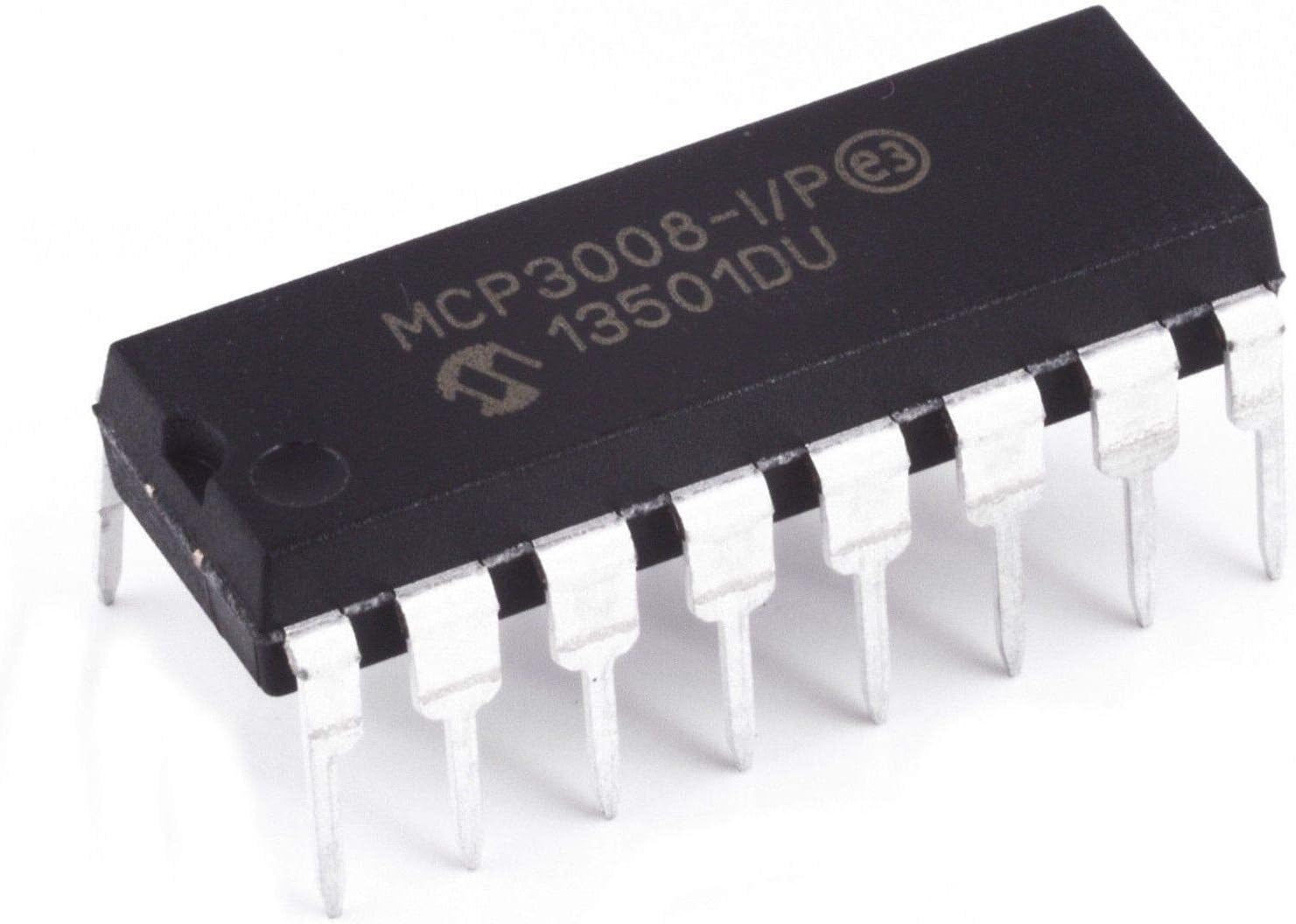 Microchip MCP3008-I/P MCP3008 8-Channel 10-Bit A/D Converters SPI Breadboard-Friendly IC (Pack of 1)