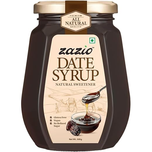 Zazio Date Syrup 500G | Natural Sweetener for Desserts, Pancakes & Baking | No Added Sugar | Healthy & Delicious,Made in UAE (Pack Of 1)
