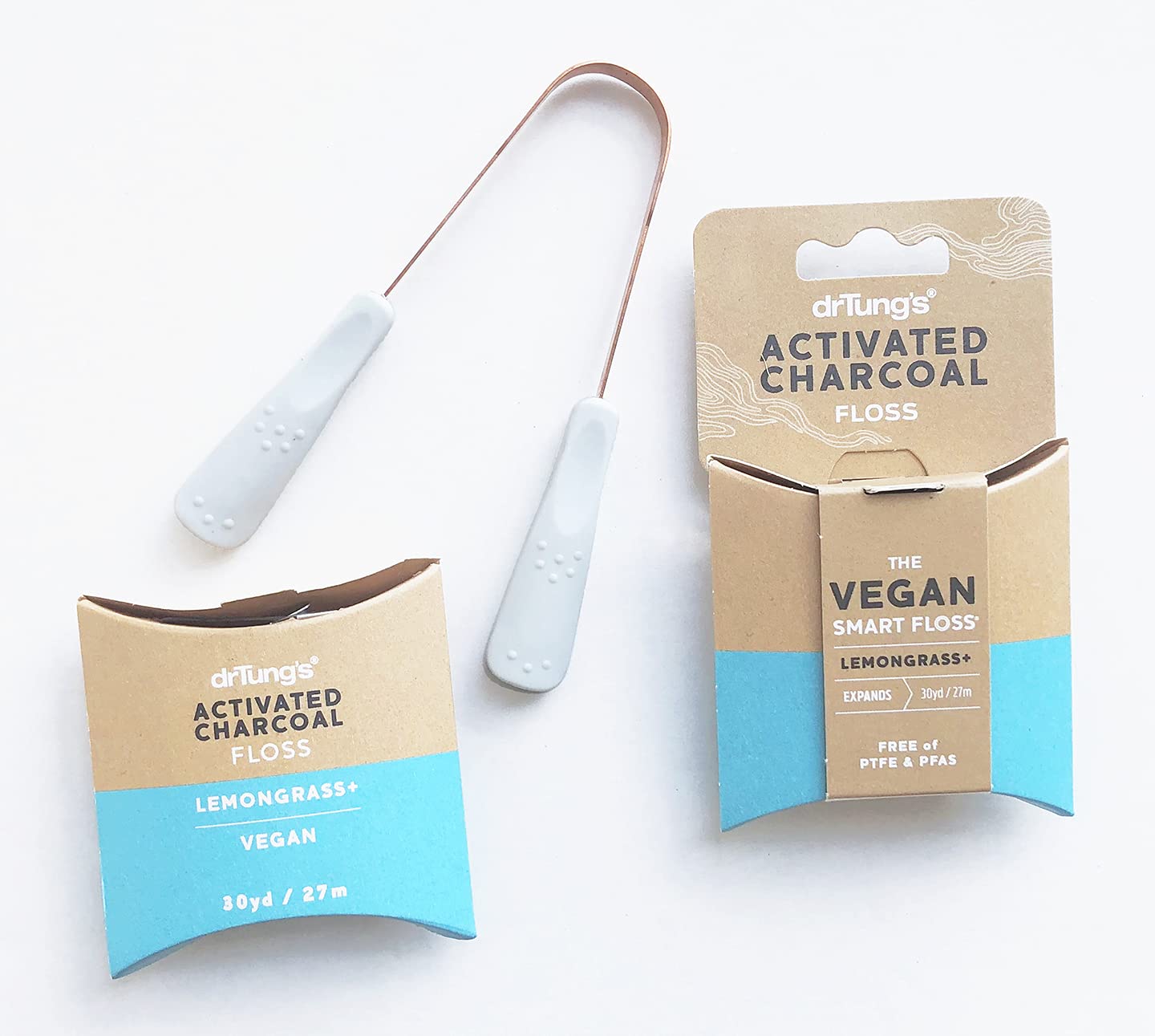 drTung's Activated Charcoal Floss plus Copper Tongue Cleaner
