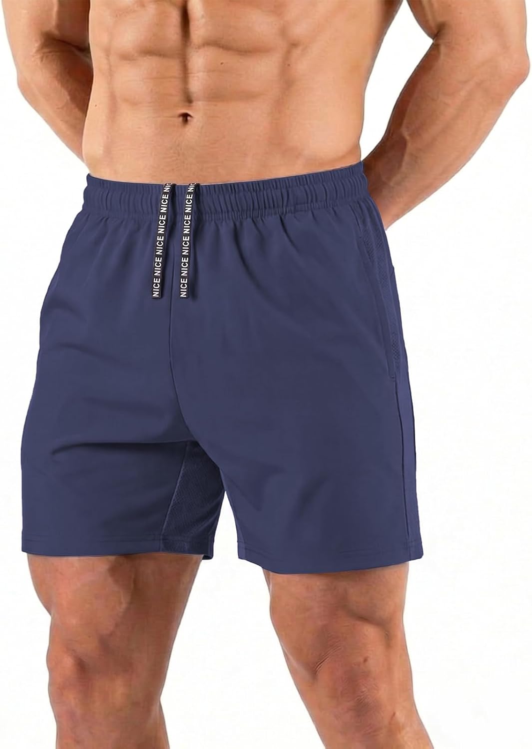 A WATERWANG Men's 5" Workout Athletic Shorts Quick Dry Running Shorts Men Lightweight Gym Shorts with Zipper Pockets