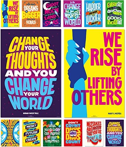 Neatz Growth Mindset Posters, Classroom Decor, For High School, Middle School, College & Home Office - Set of 12 Motivational Posters, 15 x 22” - Perfect as Classroom Decorations, Classroom Posters, Inspirational Posters, Office Decor, & Teacher Supplies