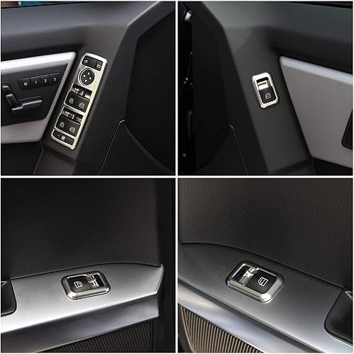 Miniatura 4 de LLKUANG Cubierta de botón de interruptor de elevación de ventana cromada ABS para Mercedes Benz SLK/GLK/G500/A/B/CLA/C W204/GLA/ML/E W212/GLE