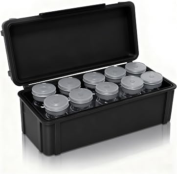 10mL Peptide Vial Case, Insulin Travel Case Holder for Refrigerator, 10 Slot-10ml Packs Portable Storage Box for Glass Vials Trip and Daily Black