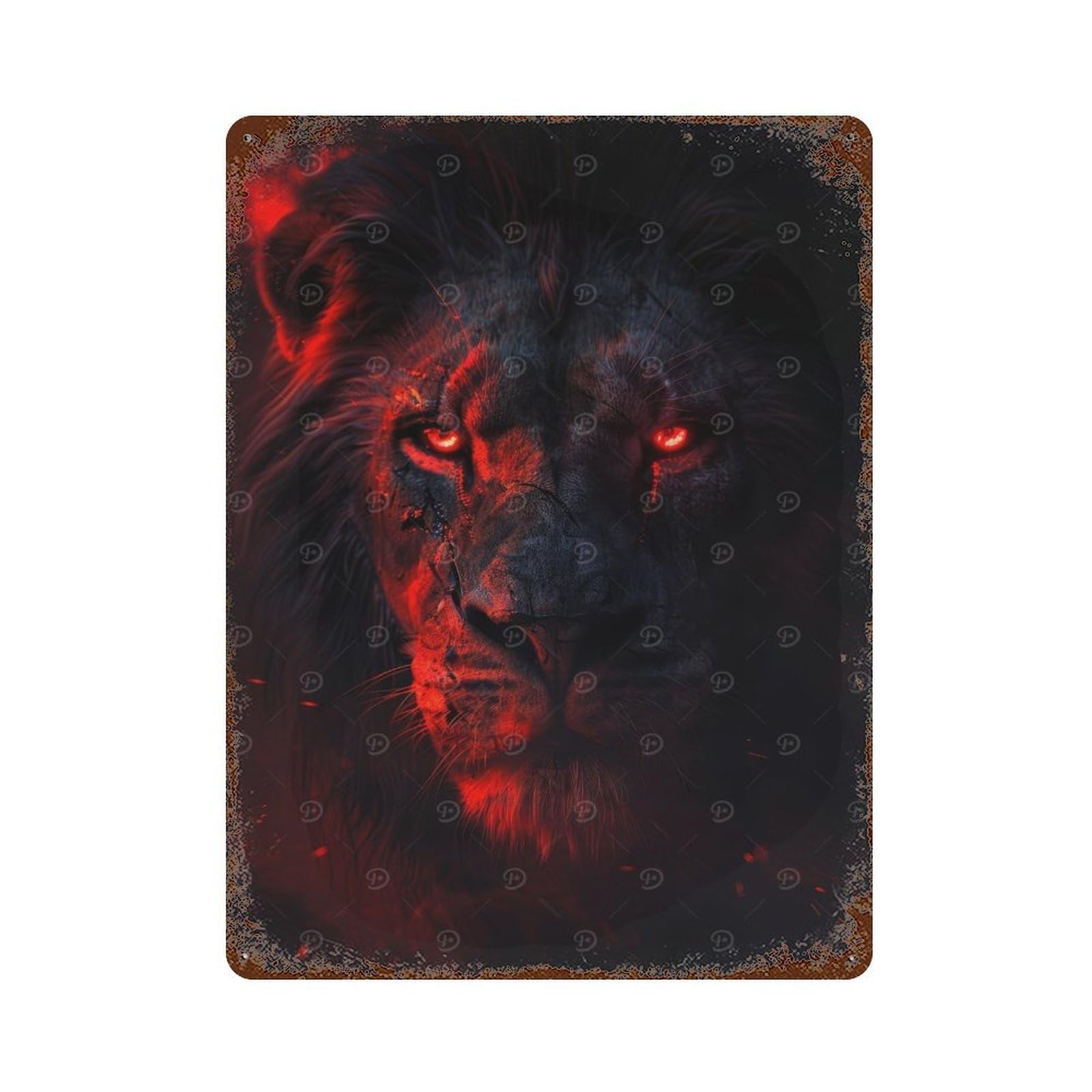 Inferno Eyes of The Lion Vintage Metal Tin Sign 15.7"x11.8", for Garage, Bar And Workshop Decor, Novelty Wall Decor