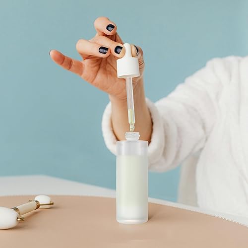 Miniatura 5 de Paquete de 4, botella cuentagotas de vidrio esmerilado de 2 onzas con cuentagotas de vidrio para aceites esenciales, líquidos, botellas de viaje a