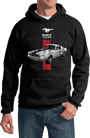 Lucky Ride Ford Mustang Hoodie Limited Edition 50 Years Red Stripe Ford Sweatshirt