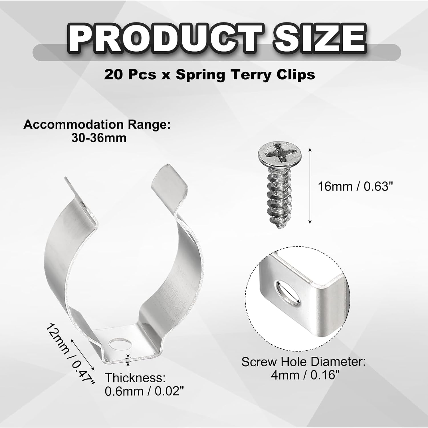 HARFINGTON 20Pcs T10 U Clips Holder Bracket for LED Light Bulbs 0.02" Thick image 2