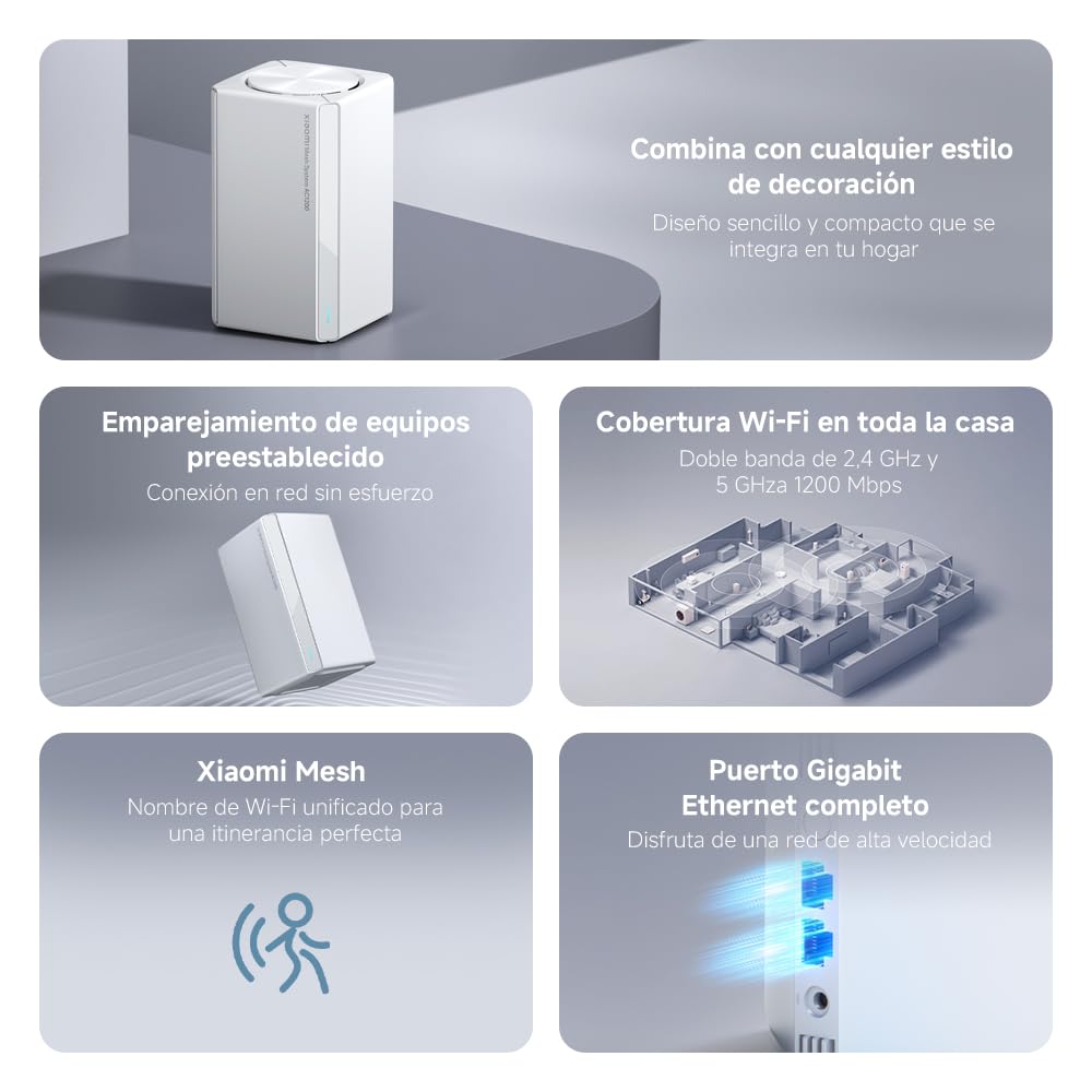Router WiFi5 AC1200 - Puerto Gigabit, Función Mesh, Compatibilidad Universal y Conexión Estable