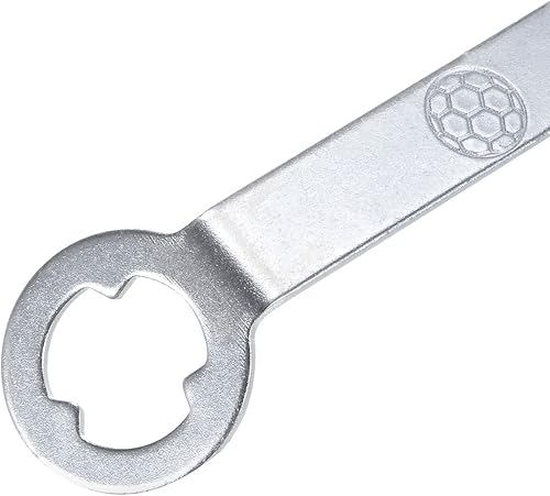 Miniatura 3 de Track Spikes Wrench Dual Interface Aluminio Antideslizante Zapatos Herramienta de Ajuste para Zapatos de Fútbol M5, Tono Plateado