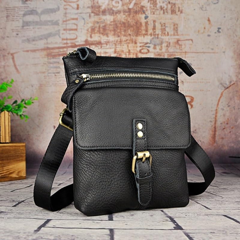 Multi Layered Buckle Men's Leather Waist Bag for Portable Outings image 5