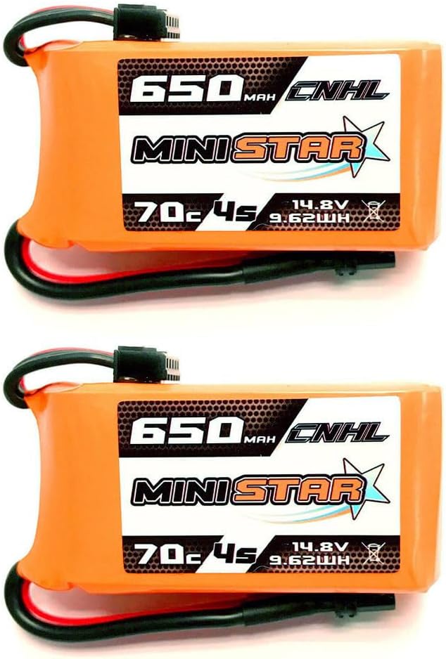 CNHL 4s Lipo Battery 650mAh 14.8v 70C with XT30U Plug for 3“ Mini Quad FPV Quadcopter Drone UAV RC JJPRO(2 Packs)