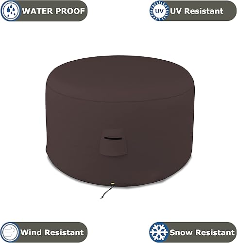 Miniatura 3 de Funda otomana redonda para exteriores, 12 onzas, 100% impermeable y resistente a la intemperie, con bolsillos de aire y cordón para un ajuste cómodo