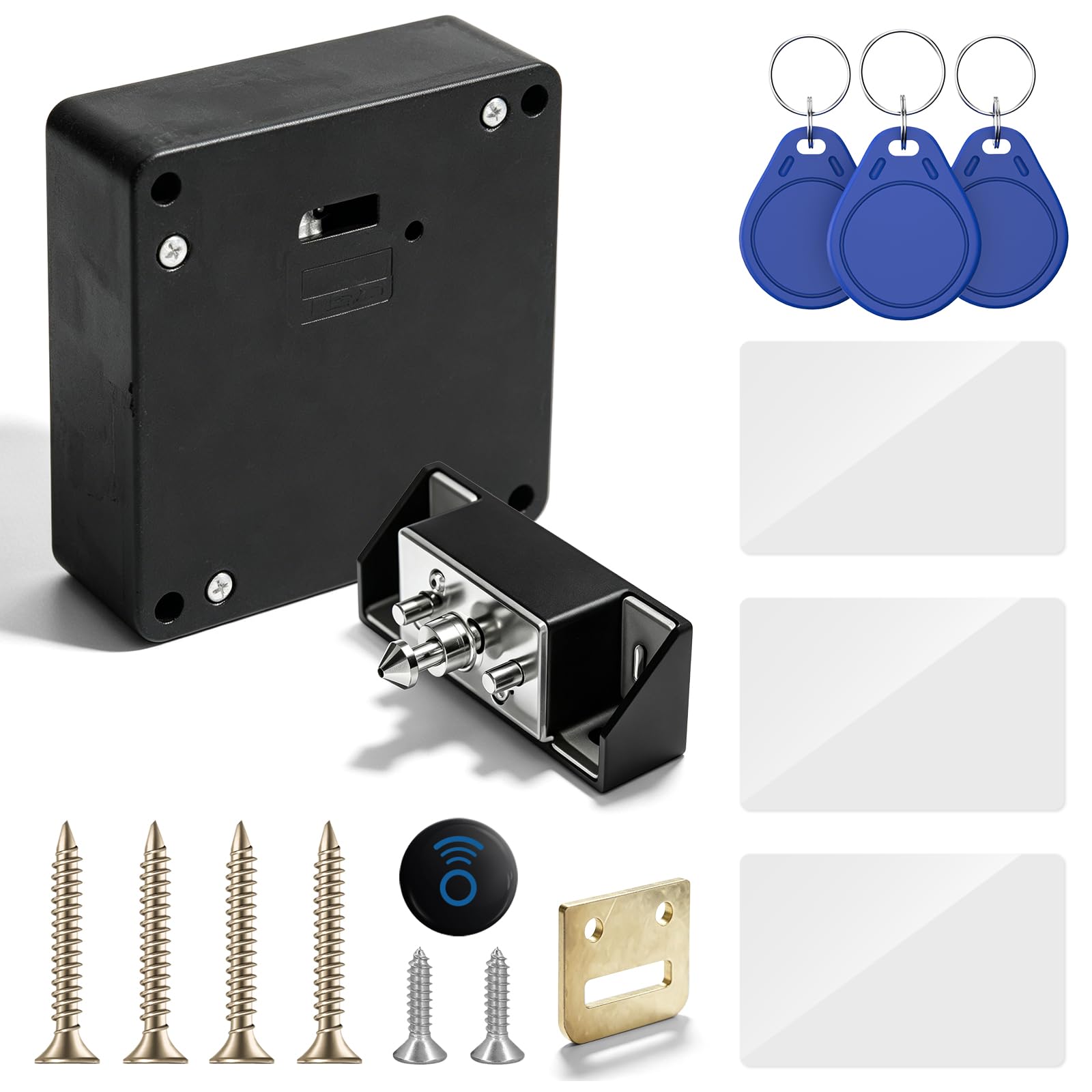 Vaileal Electronic Cabinet Lock: RFID Lock, Smart Drawer Lock with 3 Keyrings and 3 RFID Cards, Hidden Locks for Double Door Cabinets, Drawers and Wooden Cabinets