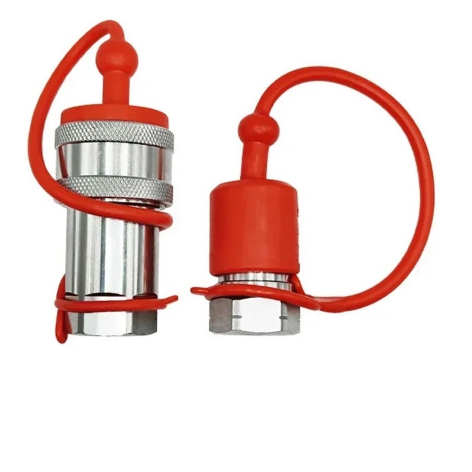 2Sets 7241-A Hydraulic Quick Connect Coupler 1/2 1/4 3/8 Fittings with Caps(NPT1-4)