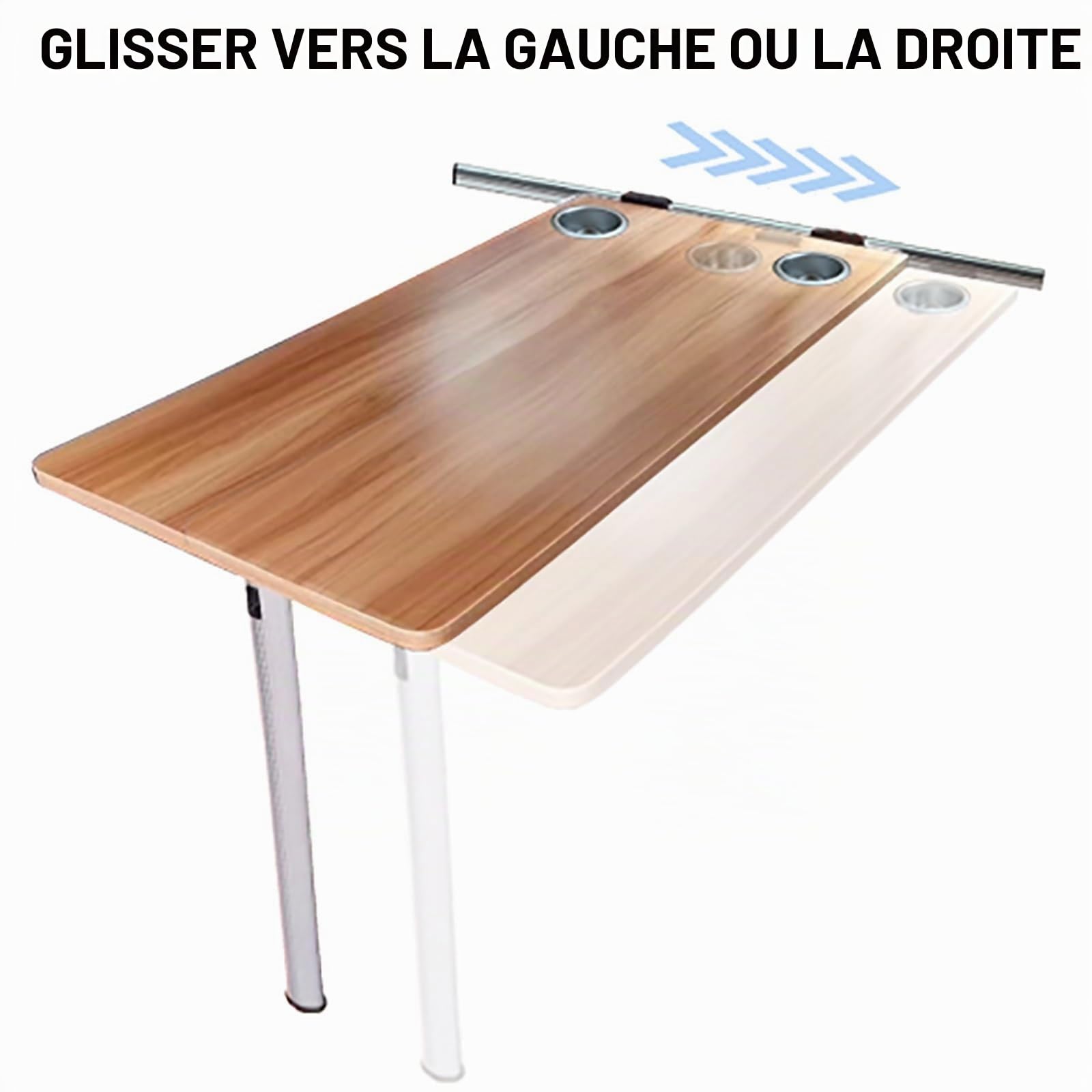 Table Pliable pour Camping-Car et Caravane avec Pieds Pliants, Kit Coulissant, Détachable (Color: Gray-2)