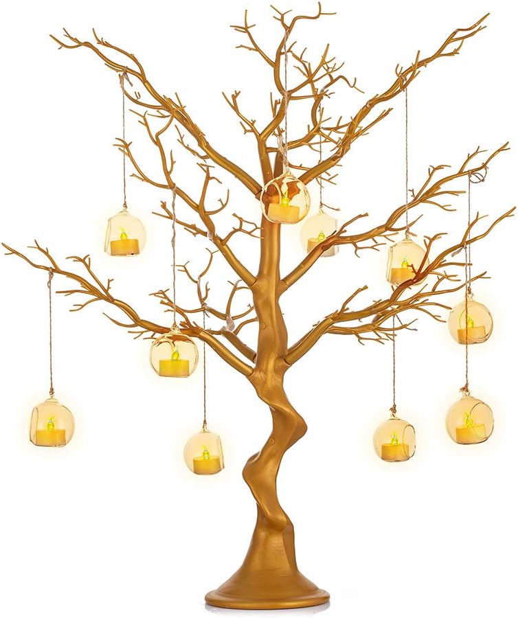 Nuptio Gold Tree Easter Trees - 76cm Tall Fake Christmas Trees Indoor Ornament Display Manzanita Halloween Outdoor Wedding Centerpieces for Tables Living Room Birthday Party Decorations