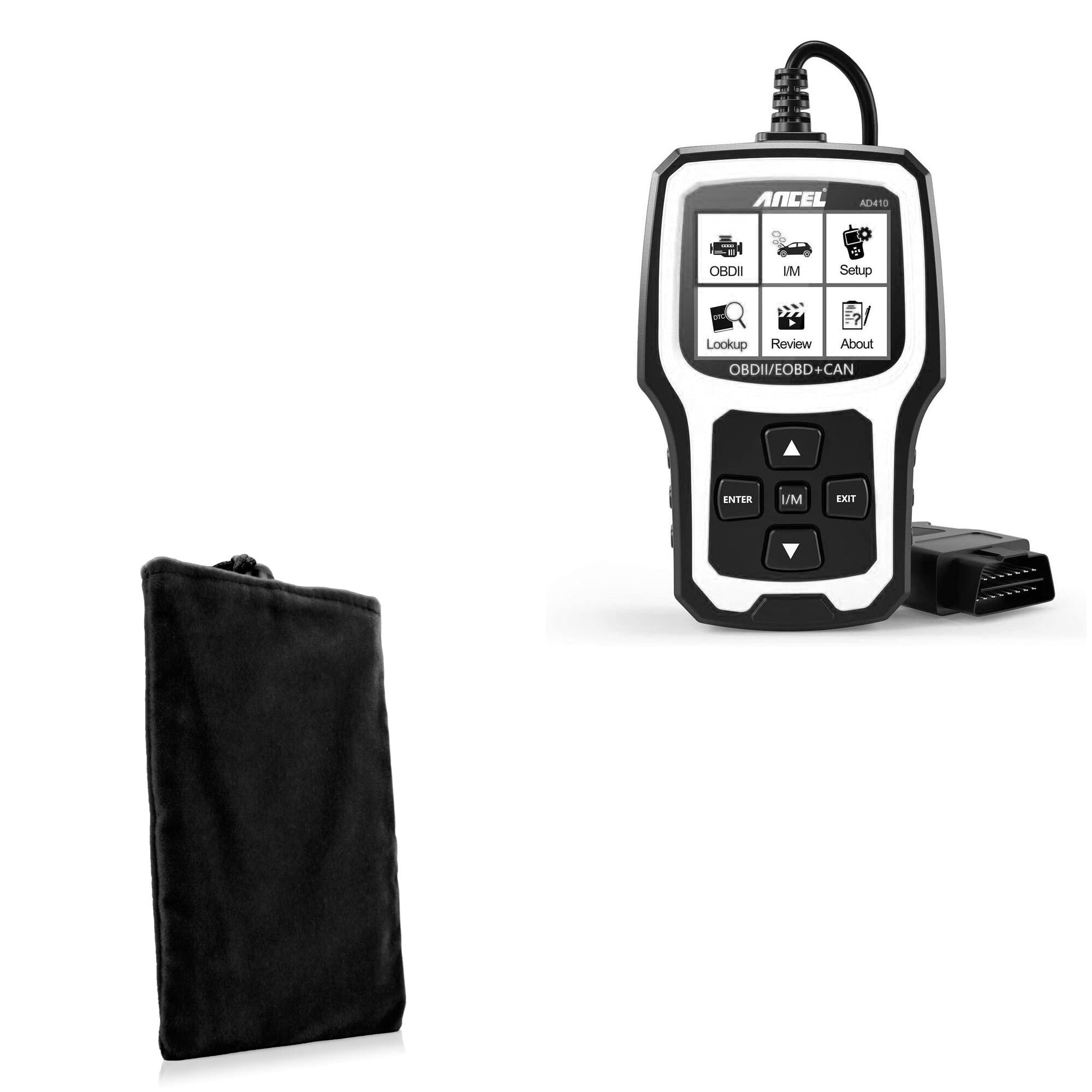 BoxWave Case Compatible with Ancel AD410 (2.4 in) - Velvet Pouch, Soft Velour Fabric Bag Sleeve with Drawstring - Jet Black