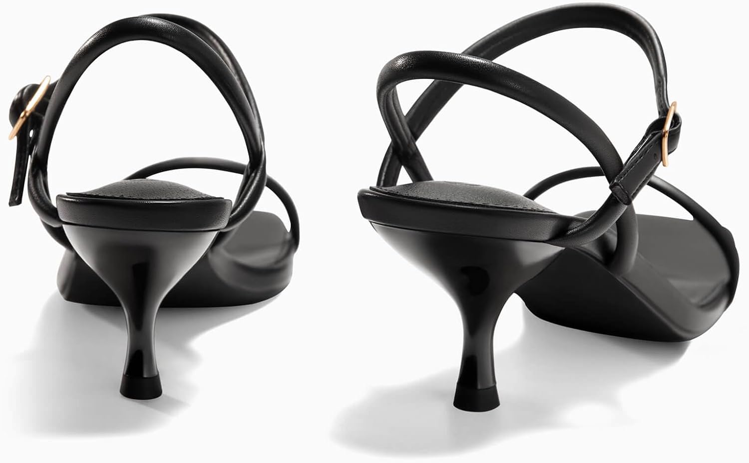 Coutgo Womens Strappy Kitten Heels Open Square Toe Sandals Buckle Ankle Strap Summer Dress Shoes - Image 5