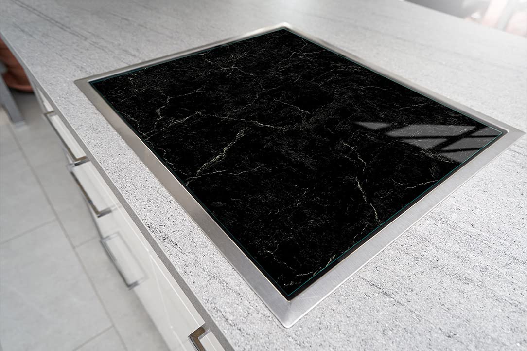 Placa protectora de vitrocerámica 70 x 52 cm 1 pieza cocina eléctrica universal para inducción protección contra salpicaduras tabla de cortar de vidrio templado como decoración, MÁRMOL