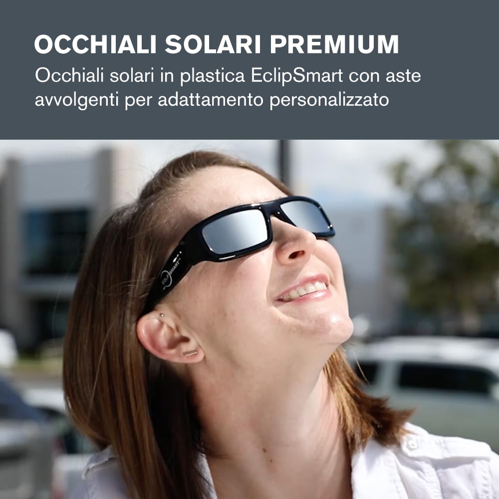 Celestron EclipSmart Kit osservazione/immagini eclissi solari 3 pezzi. Occhiali solari, filtro fotocamera, guida eclissi. Filtri conformi norme di sicurezza internazionali per l’osservazione solare