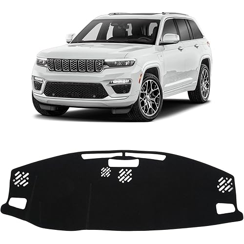 KUST Car Dash Cover for Jeep Grand Cherokee 4XE 2022-2025 2026 Non-Slip Dashboard Cover Interior Accessories for Jeep Grand Cherokee 4XE Custom Fit Dashboard Mat Sunshade Windshield No Glare Black