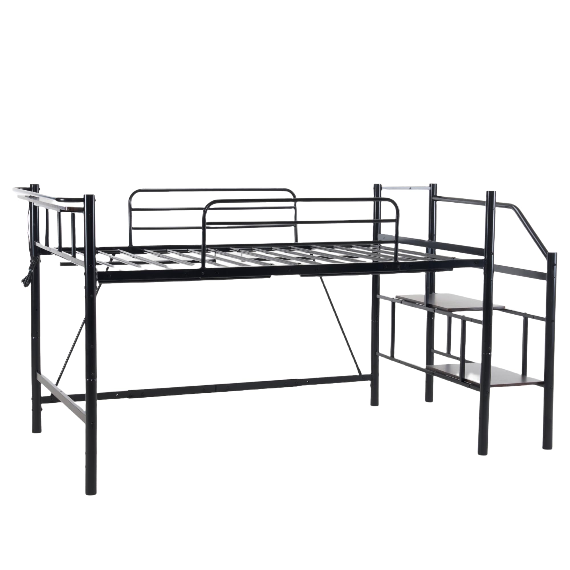 Amazon｜【高さ130cm/耐荷重150kg】 ロフトベッド セミダブル 収納棚 