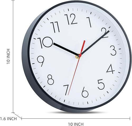 Miniatura 2 de Reloj de pared, moderno reloj de pared silencioso de 10 pulgadas, funciona con pilas, diseño simple, decorativo para sala de estar, oficina,