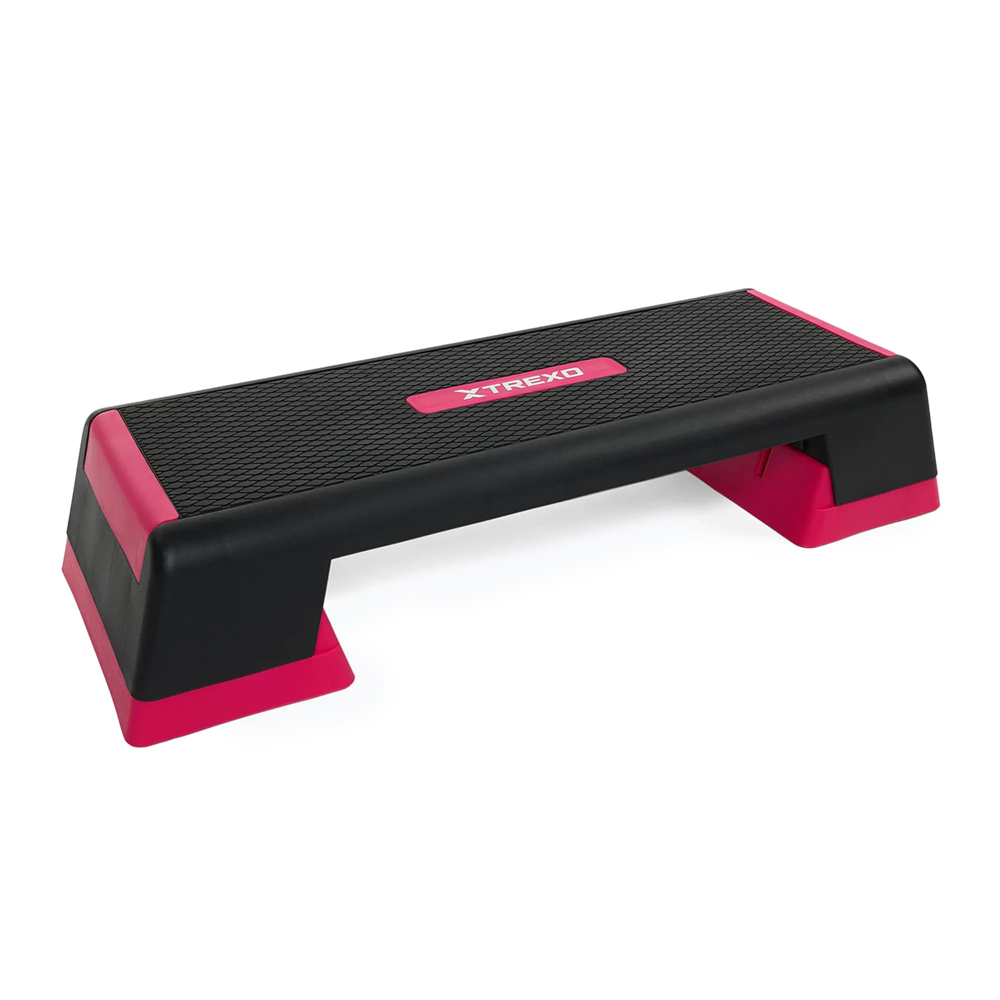 TREXO Paso aeróbico 98 x 38 cm para entrenamiento cardiovascular y fitness, altura regulable 15-20-25 cm, polipropileno duradero y TPR aeróbic step de alta calidad hasta 250 kg, color rosa