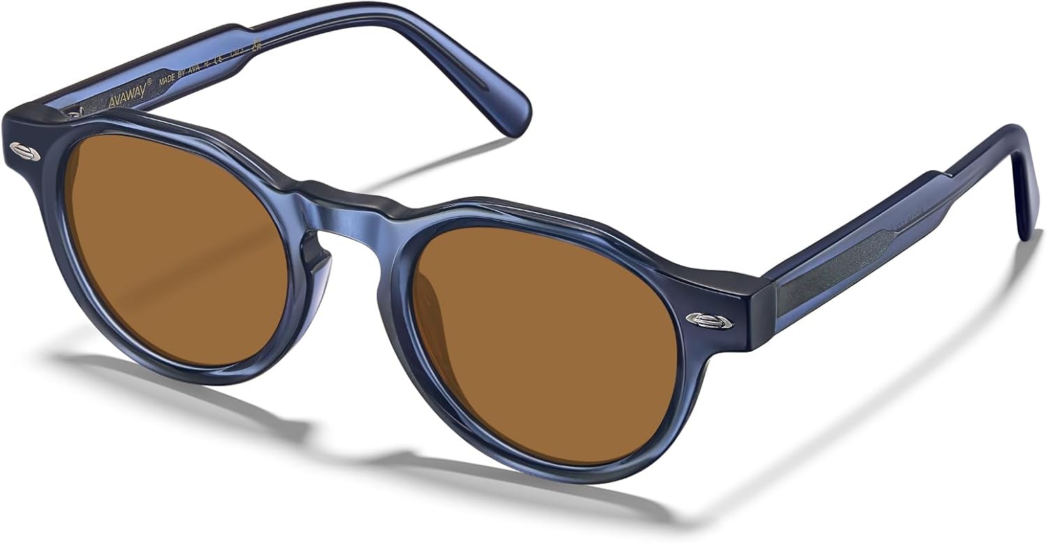 AVAWAY Polarized Mens Sunglasses Round, Italian Acetate UV Protection Retro Small Sun Glasses Fashion Shades AV2136 - Image 8