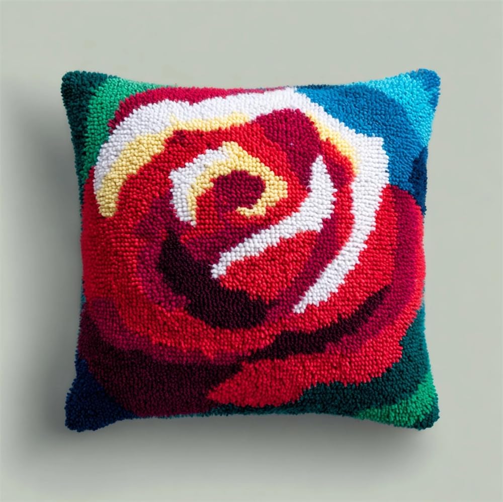 kitphoenix Latch Hook Cushion Kits for Adults Abstract Rose