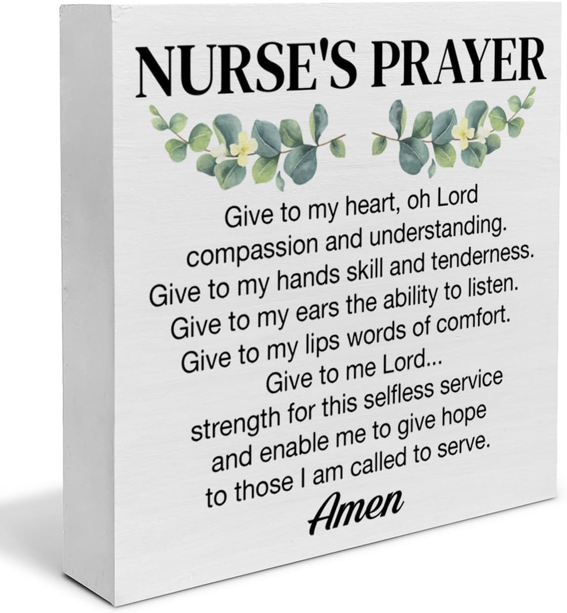 Nurse ' s Prayer Box Sign 7x7 Inch Wooden Farmhouse Desk Decor