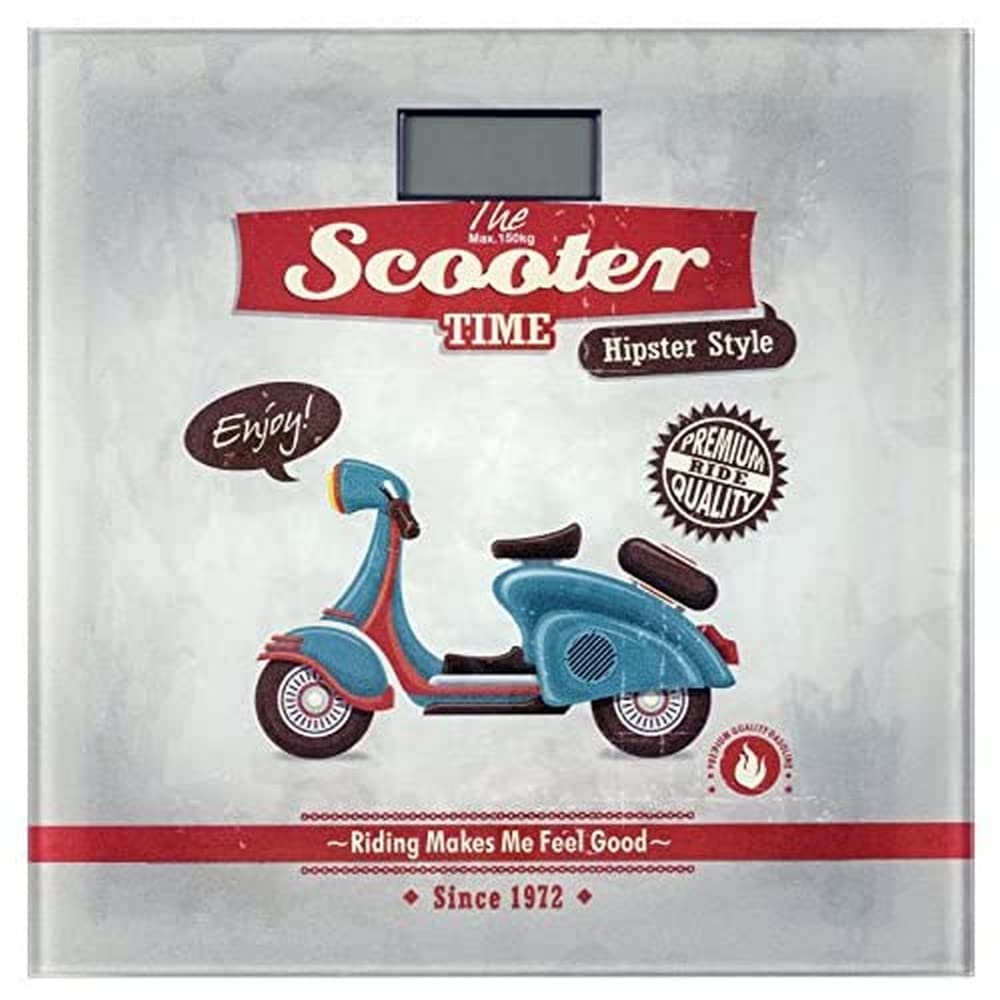 WENKO Bilancia persone Scooter - Display LCD, Vetro temperato, 30.5 x 30.5 cm, Multicolore