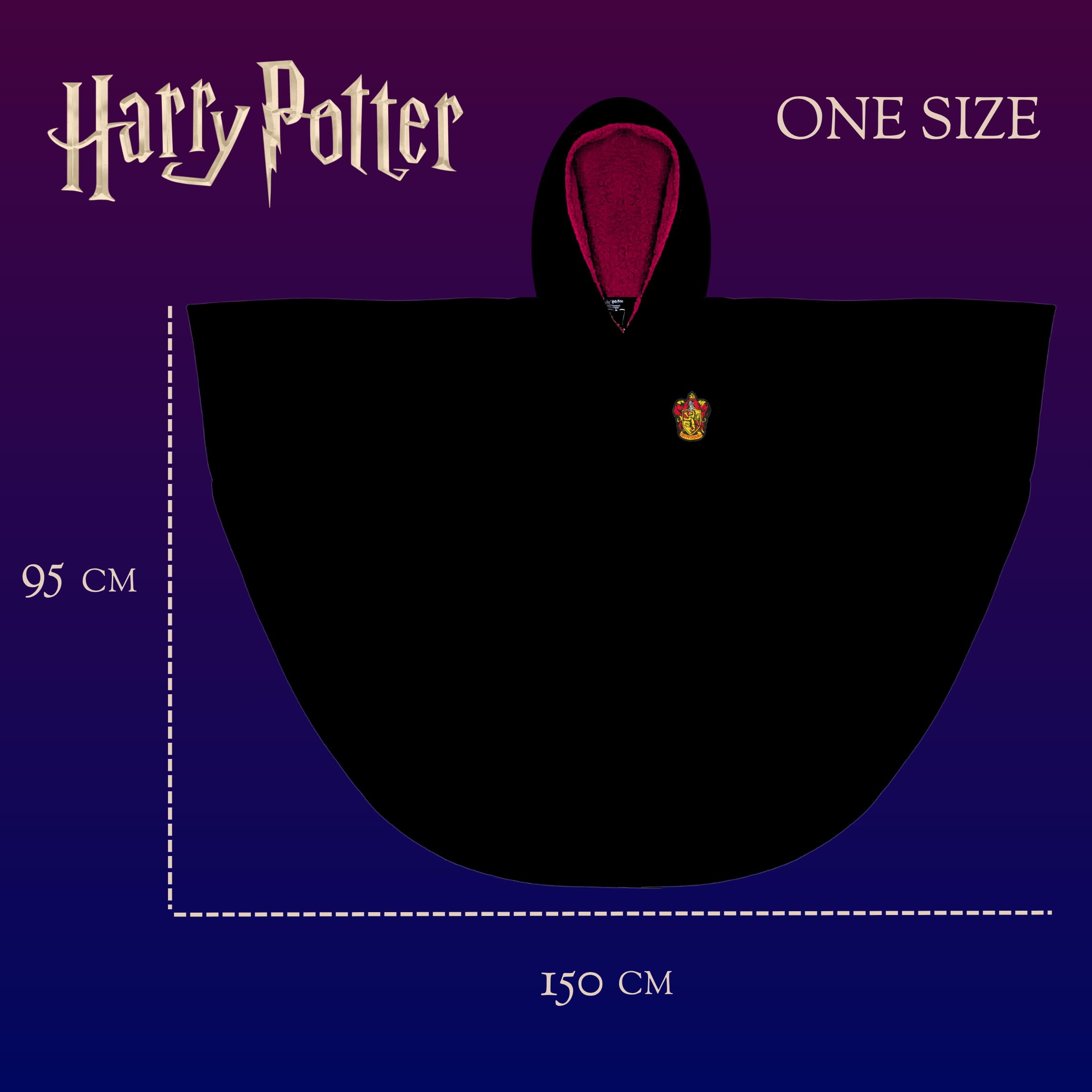 Harry Potter Couverture à Capuche, Design Polaire Sweat a Capuche Poudlard Poncho, Cape Gryffondor Officielle, Cadeau pour Adultes et Adolescents