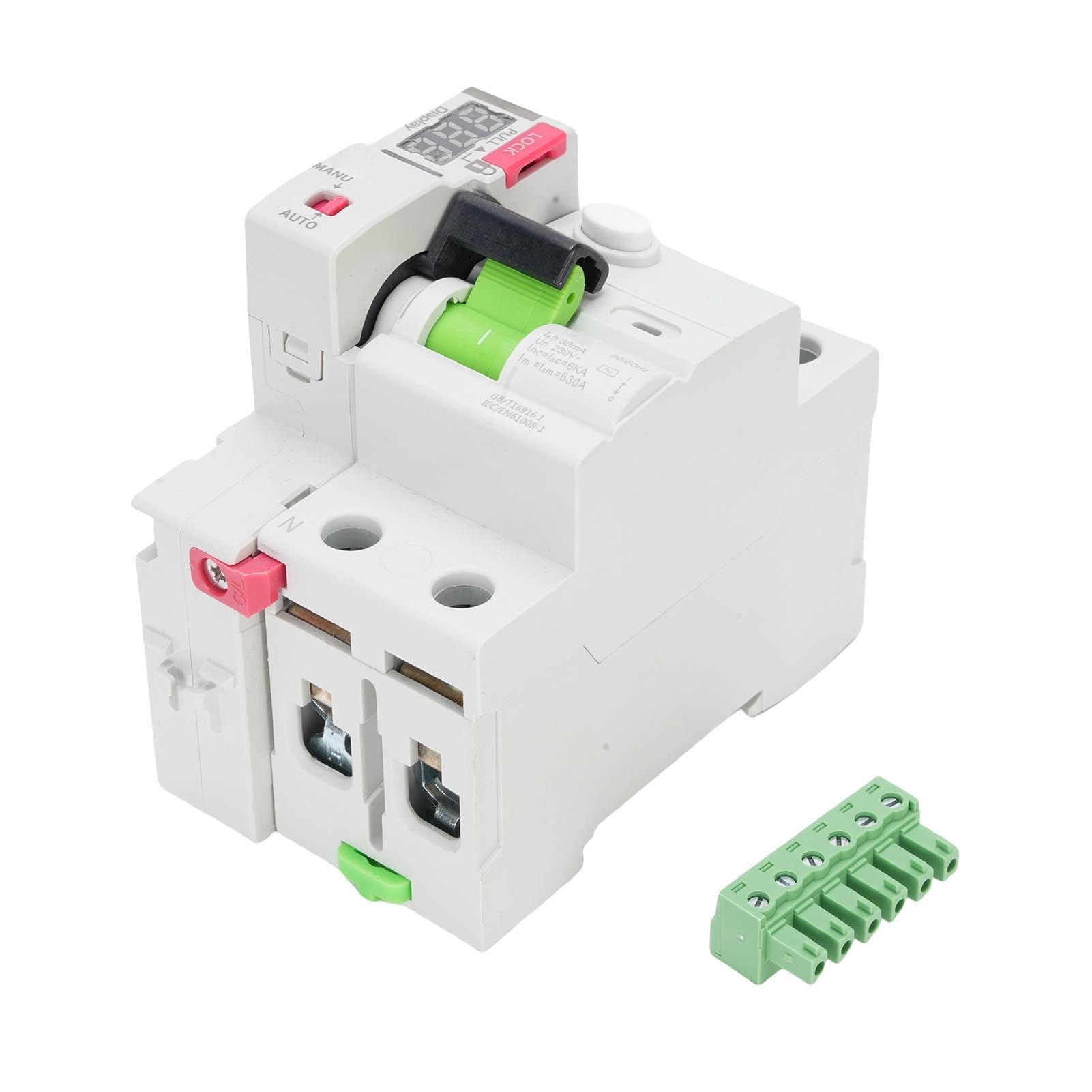 Interruttore differenziale differenziale RCD 2P RCD tipo A Display digitale ripristino automatico applicabile per energia solare fotovoltaica Smart Home (Ha pugnalato)