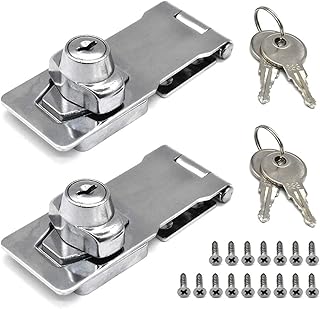 2Pcs Keyed Hasp Locks 4â€ x 1-5/8â€ Catch Latch Safety Lock Door Lock with Key