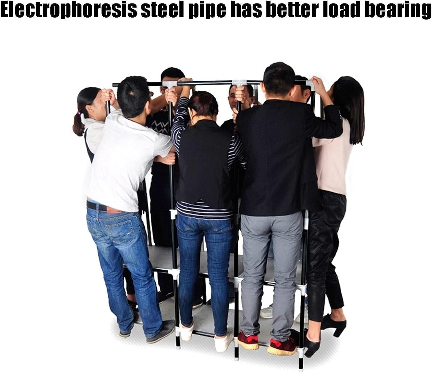 Double Compartment Portable Wardrobe Closet with Reinforced Steel Frame, Waterproof Dustproof Fabric, Easy Assembly for Bedroom Or Apartment(130x45x170cm)