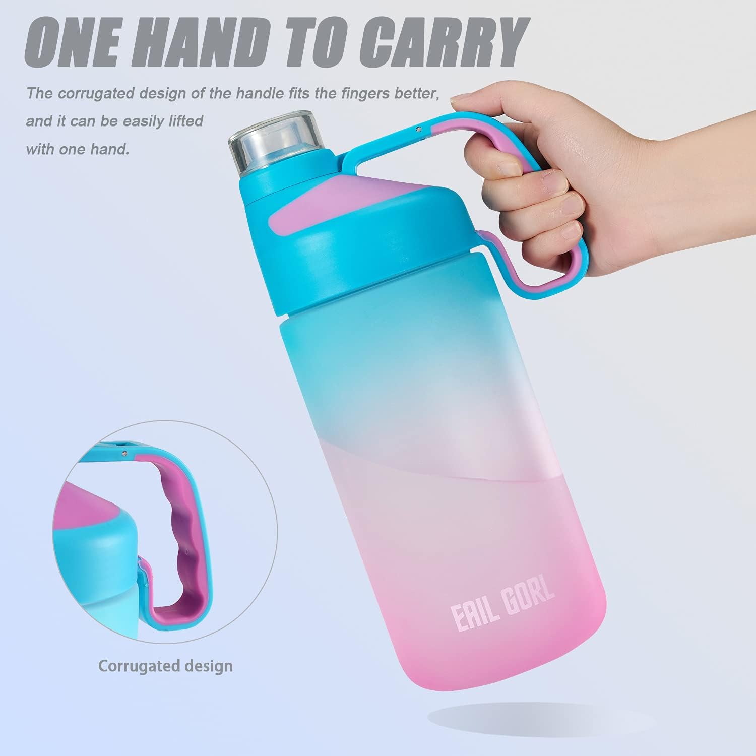 EAILGORL Water Bottles with Motivational Time Marker & Straw Leakproof BPA Free Reusble Flip Top Water Bottle for Sports and Fitness Enthusiasts (A1-Pink/Green Gradient) : Home & Kitchen