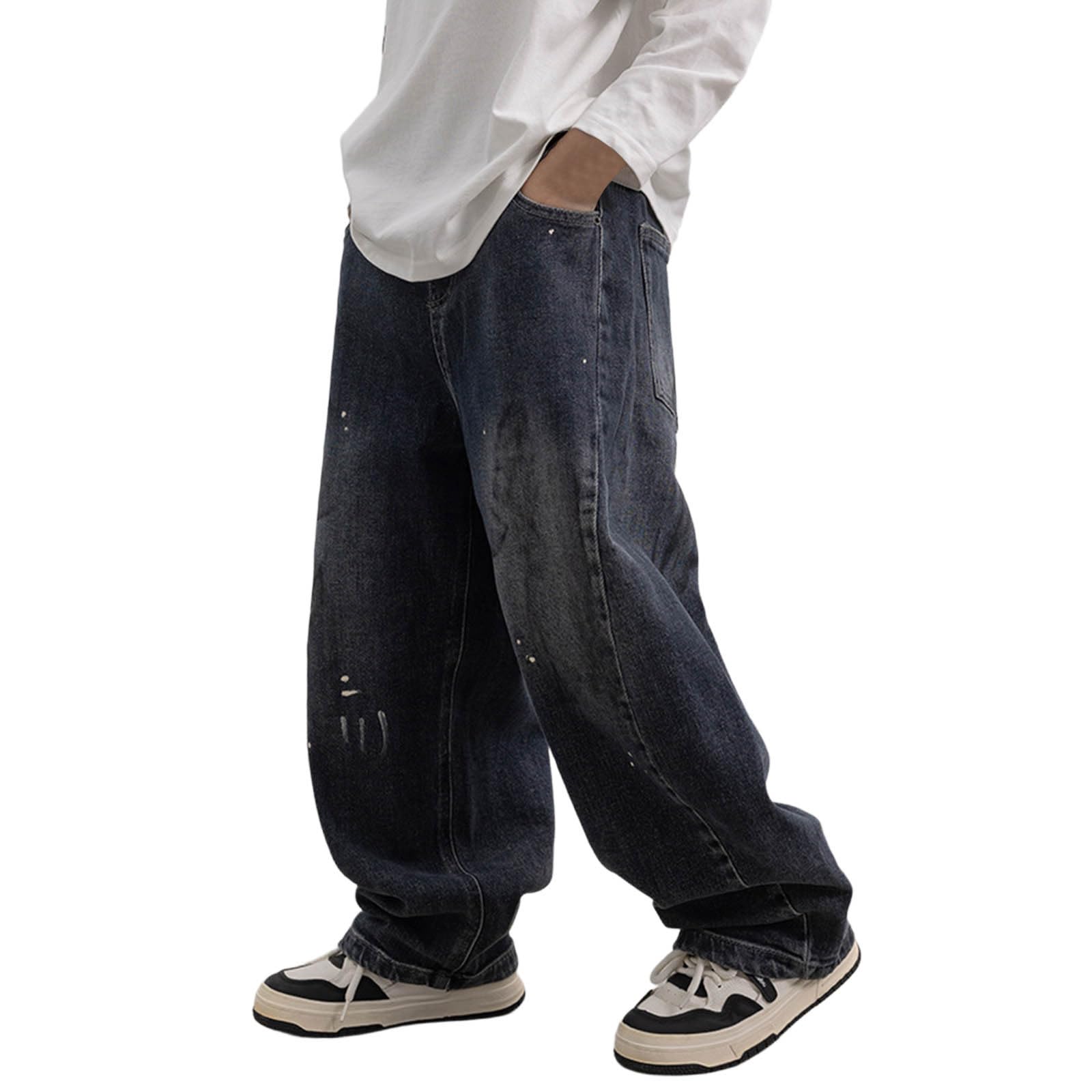 Generico Jeans Bambino-Pantaloni Casual in Denim per Ragazzi per l'autunno e Pantaloni Comodi e Larghi per Bambini più Grandi, Jeans alla Moda per Ragazzi con Stile Classico