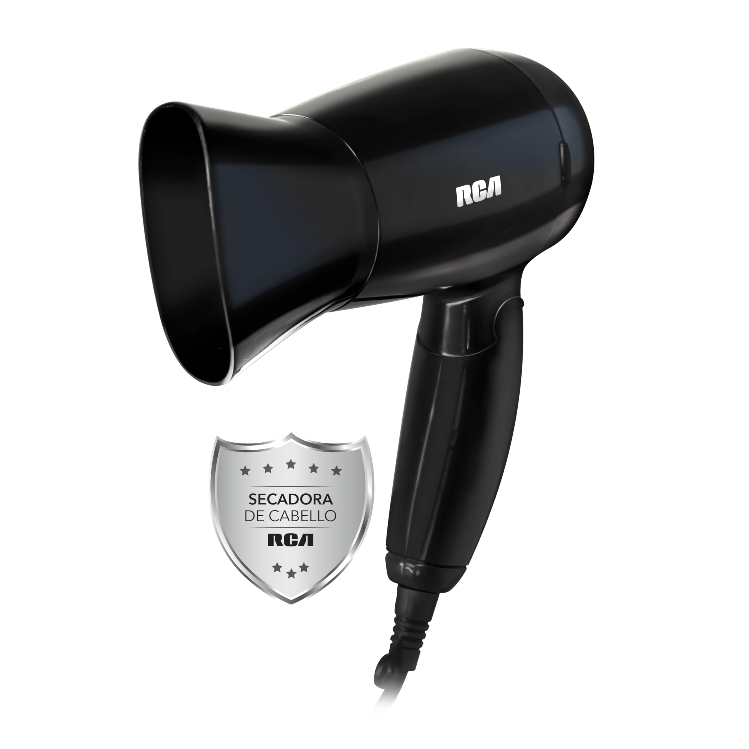 RCA Secadora de Cabello RC-P8 con Boquilla Desmontable, Mango Plegable, Tecnología Iónica, 50 °C, Compacta y Potente, Ideal para Viaje, Secado Rápido y Preciso, Perfecta para Cuidado del Cabello